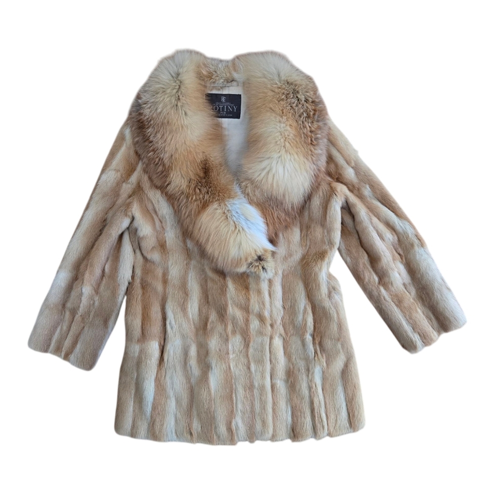 Vintage Rotiny Mink & Fox Fur Jacket - Blonde Ginger - 3/4 Sleeve - US Smal